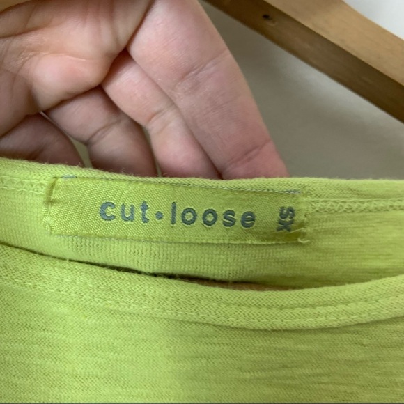 [Cut Loose] Chartreuse Green Cropped Short Sleeve Top - Picture 4 of 9